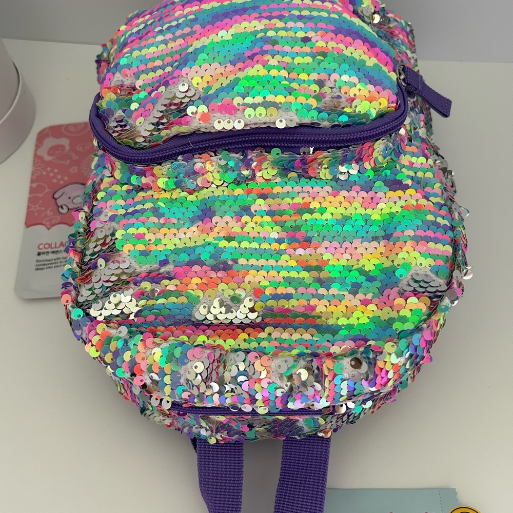 NWT Cat and Jack Sequined Backpack with Adjustable Straps and large front pocket - Picture 11 of 14